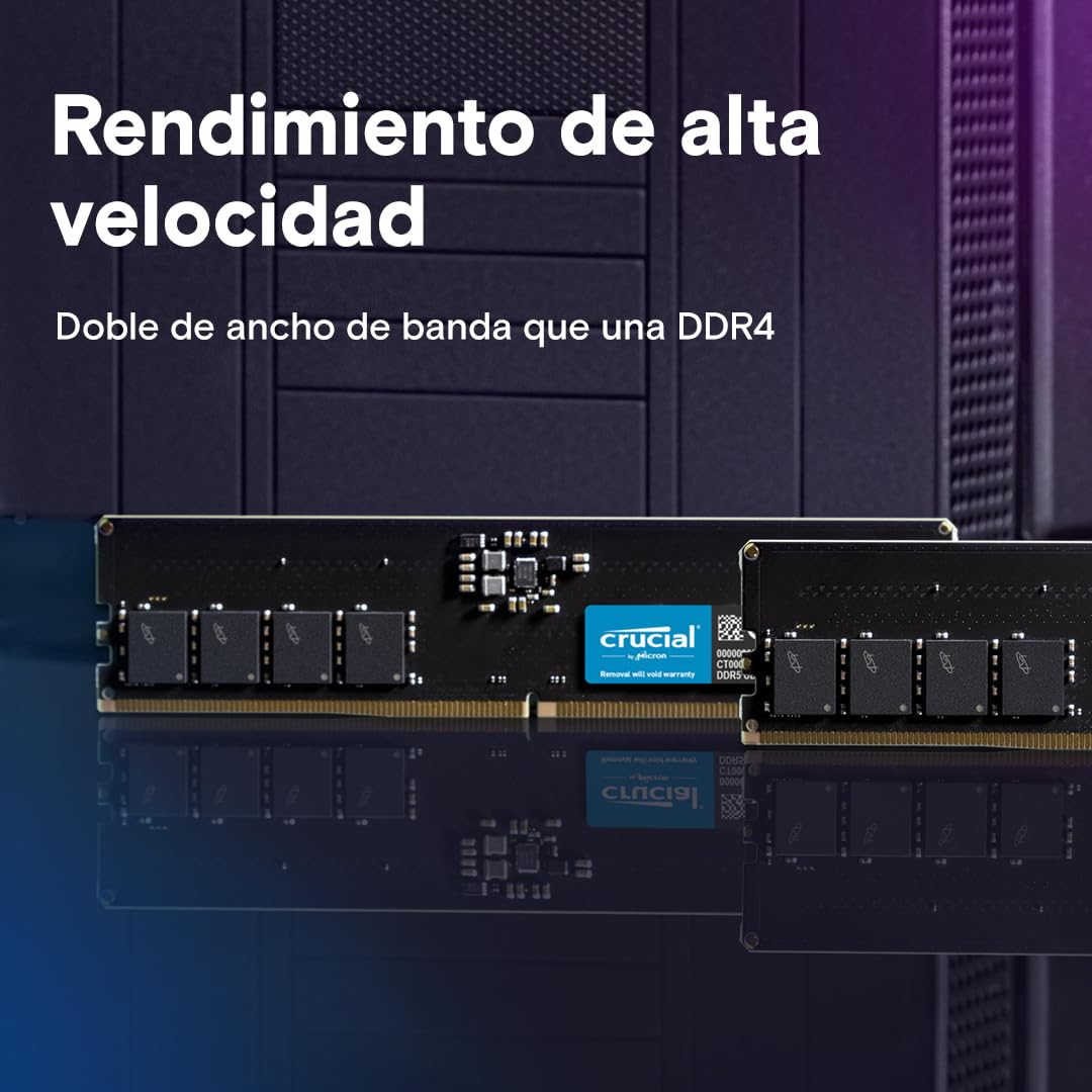 Crucial RAM Kit de 32GB (2x16GB) DDR5 a 5600MHz (o 5200MHz o 4800MHz) Memoria de Escritorio CT2K16G56C46U5