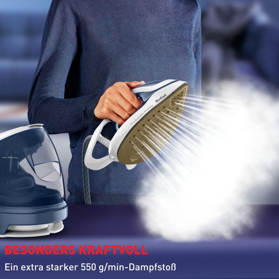 Tefal GV9225 Pro Express Protect - Estación de planchado a vapor (presión de vapor de 7,6 bares, caudal de vapor variable: 140 g/min, golpe de vapor: 550 g/min, colector antical, función de vapor