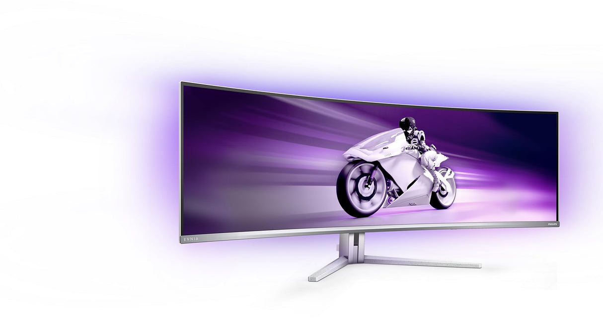 Philips Evnia 49M2C8900AM - Monitor Gaming Curvo QD OLED de 49 Pulgadas, 240 Hercios, 0.03ms GtG, HDR400, Ambiglow (5120x1440, HDMI 2.1, DisplayPort 1.4, USB-C, USB Hub) Blanco