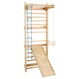 VEVOR 5 en 1 Juguetes de Escalada de Madera, Carga de 99,8 kg, Escalera Sueca de Pared con Barra de Dominadas, Anillos de Gimnasio, Escalera de Cuerda, Escalera de Pared, Tablero Deslizante