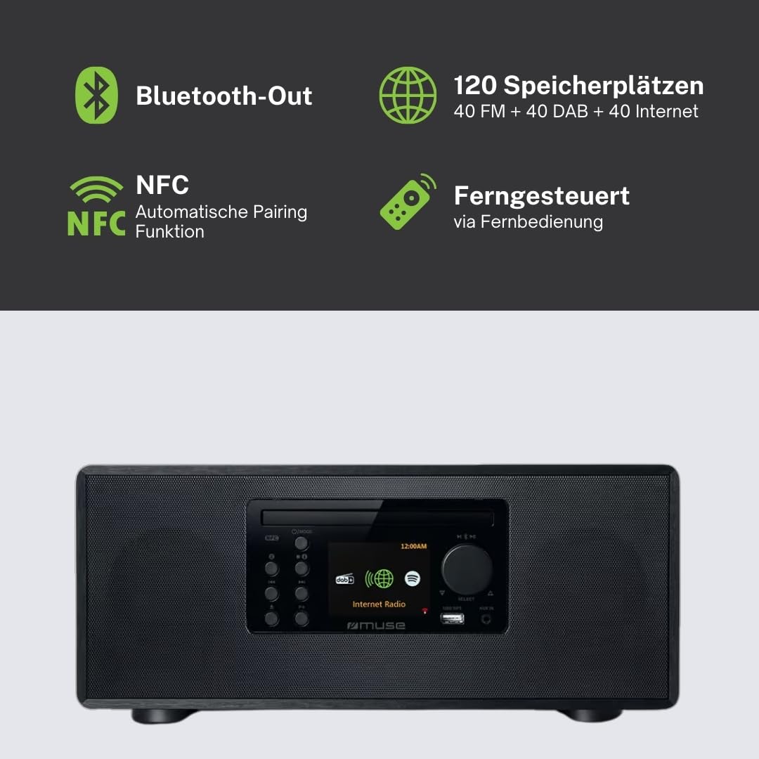 M-697 IDT Smart Micro System - Sistema Compacto de 60 W con Dab+, Radio por Internet, CD, Spotify y Bluetooth en diseño de Madera Noble