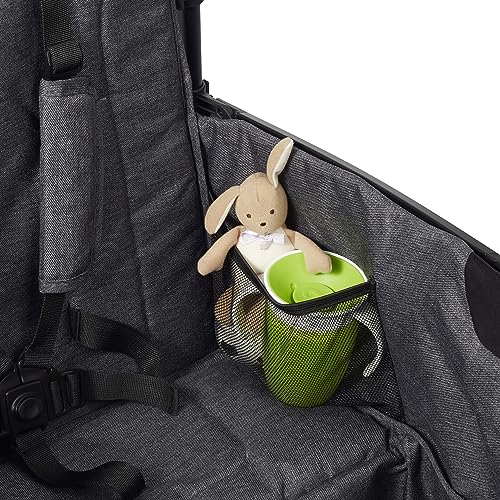Radio Flyer Voya Stroller Wagon, Cochecito Doble, 2 Asientos Altos Cara a Cara, toldo Ajustable con protección UV, Bandeja para Aperitivos, Gris