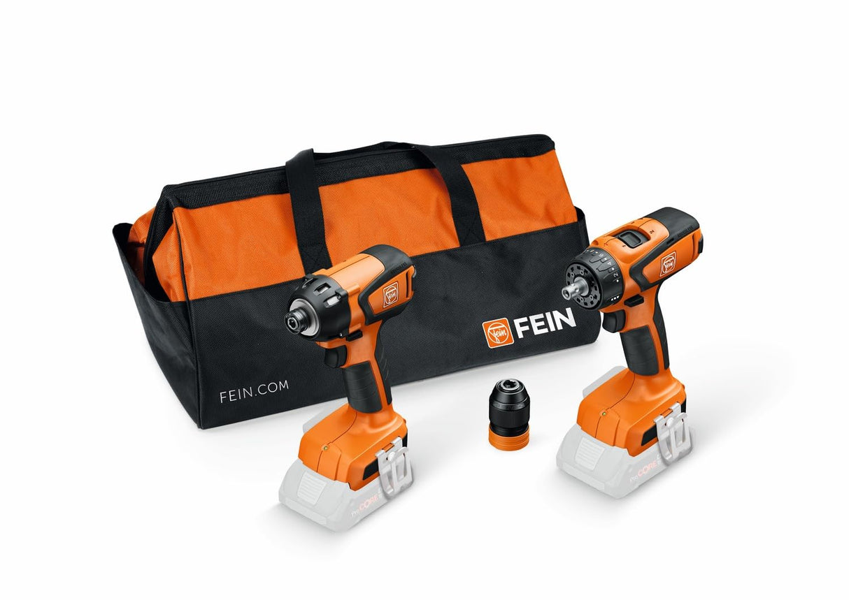 FEIN Práctico combo a batería.Llave de impactoASCD 18-200 W4 y taladro atornillador ASCM 18 QSW.Compatible con las baterías Bosch Professional 18V desde 2008 y las baterías AMPShare