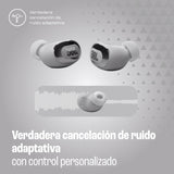 JBL Live Buds 3 Auriculares inalambricos de botón,True Wireless con cancelación de ruido adaptable, hasta 40 horas de reproducción, Bluetooth, audio de alta resolución, plateado