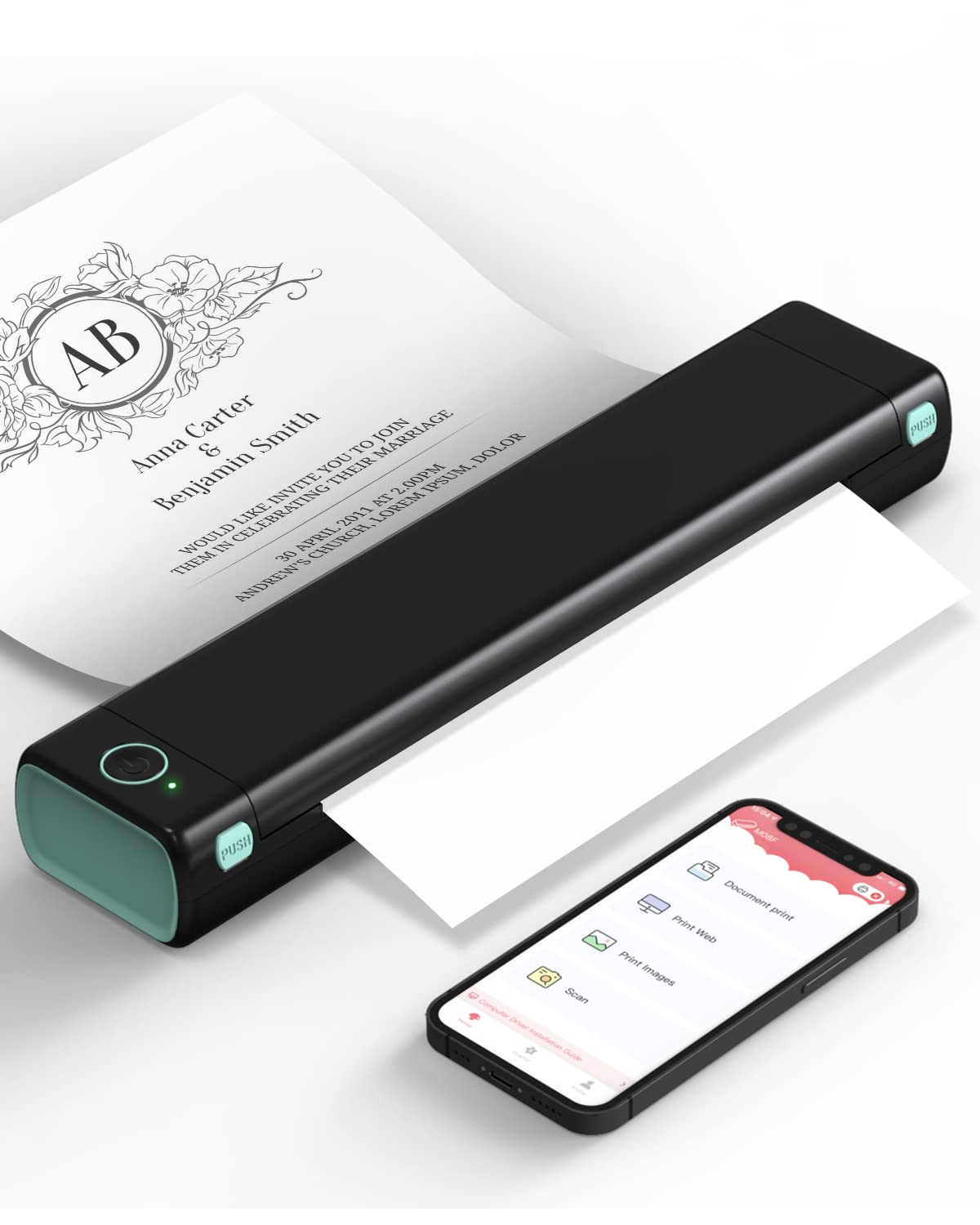Phomemo M08F Impresora Térmica Portátil, Compatible con Papel Térmico A4, Impresoras de Viaje Móviles Inalámbricas para Automóviles y Oficinas