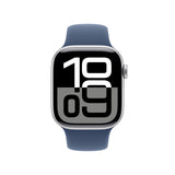 Apple Watch Series 10 GPS Smartwatch con Caja de Aluminio Plata de 42 mm y Correa Deportiva Azul Denim - Talla S/M. Monitor de entreno, App ECG, Pantalla Retina Siempre Activa