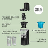 Panasonic Slow Juicer MJ-L700KXE, Exprimidora de Frutas Eléctrica, Jugo de Frutas y Verduras Enteras, Apertura de 75 mm, Diseño Elegante y Delgado, Conveniente, Negro