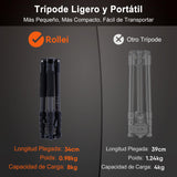 Rollei Tripode Camara Portátil Negro, 145cm Compact Traveler No.1 Carbon Trípode de Viaje Ligero con Soporte para Teléfono y Rótula de Bola 8kg Carga para Movil y Camara, Trípode-Cámara-Viaje-Tripod