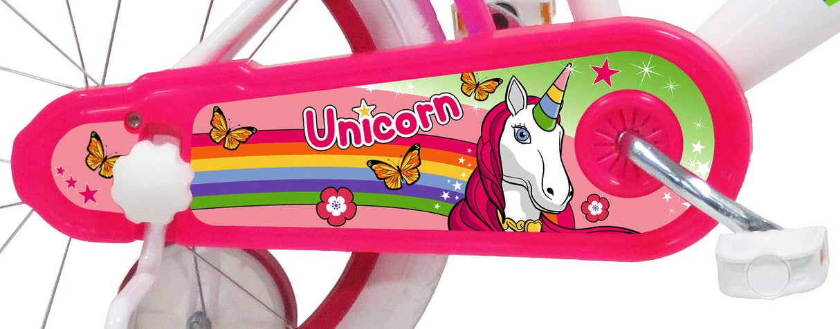 Unicorn Bicicleta para niños, Blanco-Rosa, 16" (40,64 cm)