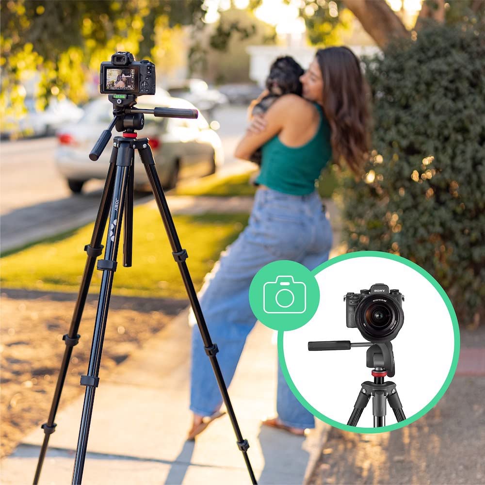 JOBY Compact Advanced Tripod, Trípode de Cámara con Rótula de 3 vías, Montura Universal de ¼-20 pulg. y Bolsa, para CSC, DSLR, Sin Espejo, Teléfono Móvil, Negro para Fotografía, Vídeo, Vlogging
