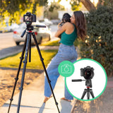 JOBY Compact Advanced Tripod, Trípode de Cámara con Rótula de 3 vías, Montura Universal de ¼-20 pulg. y Bolsa, para CSC, DSLR, Sin Espejo, Teléfono Móvil, Negro para Fotografía, Vídeo, Vlogging