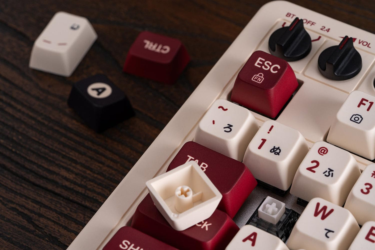 8BitDo Retro 108 Mechanical Keyboard with 108 Keys and Integrated Numpad, Bluetooth/2.4G/USB-C Hot Swappable Wireless Gaming Keyboard for Windows and Android - Fami Edition - QWERTY English Keyboard