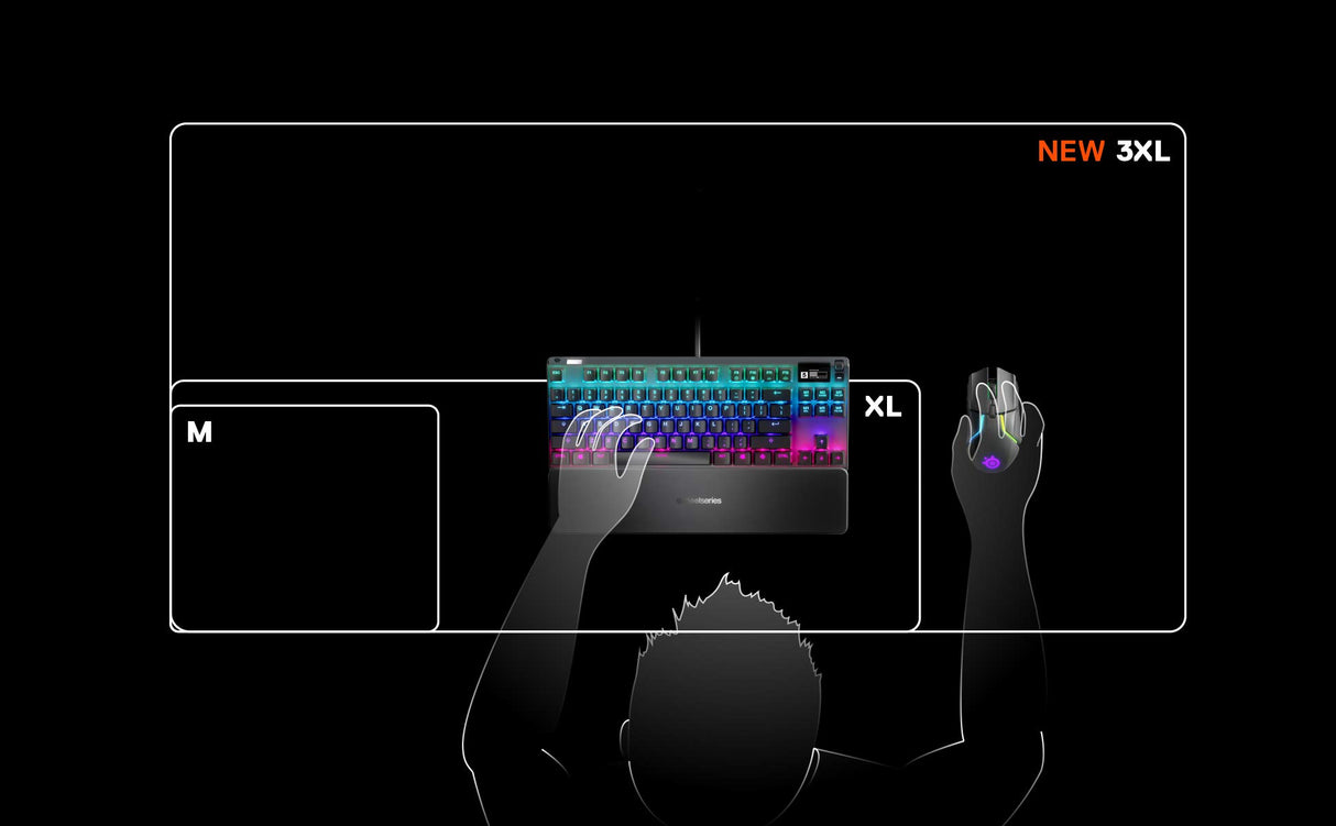 SteelSeries QcK Prism 3XL - Alfombrilla de ratón para juegos - Iluminación RGB de 2 zonas - Iluminación de eventos en tiempo real - Optimizada para sensores de juego - Tamaño 3XL (1220mmx590mmx2mm)