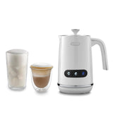 De'Longhi Espumador de leche eléctrico LatteMix EMF3.W para leche caliente y fría y alternativas vegetales, fácil limpieza, tapa transparente, 3 botones, 250 ml, color blanco