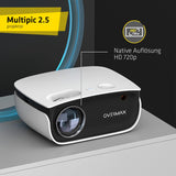 Overmax Multipic 2.5 Proyector Full HD, proyector LED, proyector de Cine en casa, Cine en casa, Control Remoto, proyector con Altavoz, tamaño de Imagen de 35 a 120 Pulgadas, retroproyector
