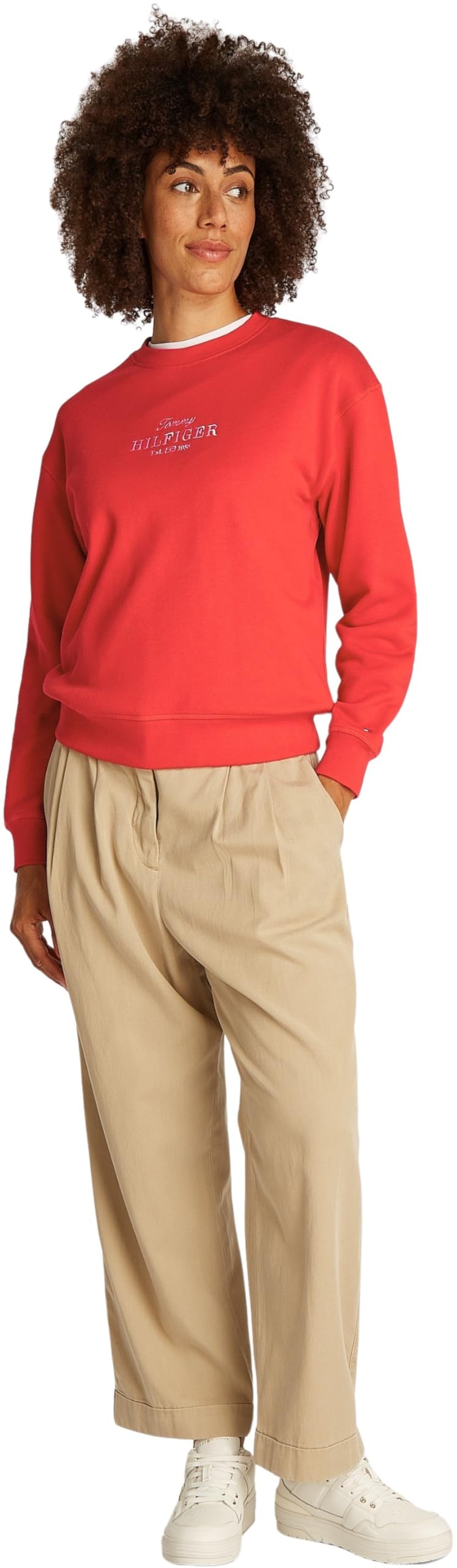 Tommy Hilfiger Sudadera Mujer Regular de algodón, Rojo (Primary Red), M