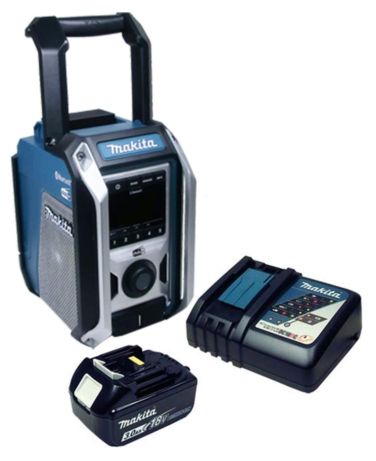MAKITA DMR115+BL1830B+DC18RC - Radio para Obras Dab+ y Bluetooth con batería 3Ah + Cargador