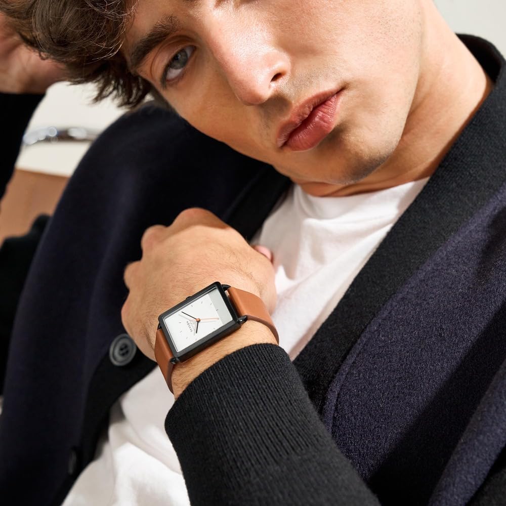 Skagen Reloj Analógico para Hombre de Cuarzo con Correa en Cuero SKW6929