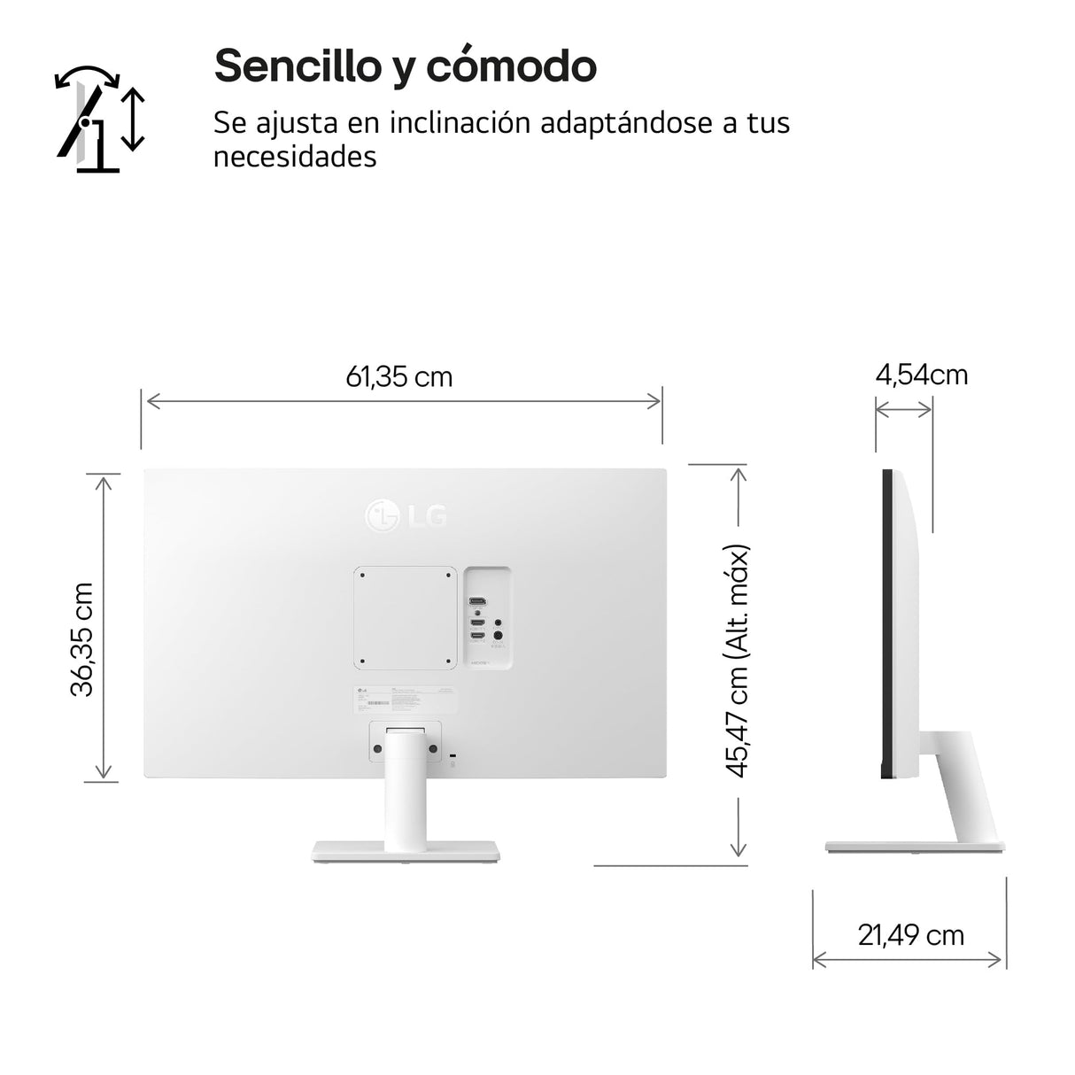 LG 27US500-W - Monitor 4K UltraHD, 27 Pulgadas, IPS, 3840 x 2160, HDMIx2 2.0, SuperResolution+, clasificación F, 60 Hz, 5 ms, Blanco