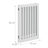 Relaxdays Barrera Seguridad Niños, Valla Protectora con Puerta, para Escaleras, 92x154cm, Plegable, sin Taladrar, Blanco, Tablero de Fibras