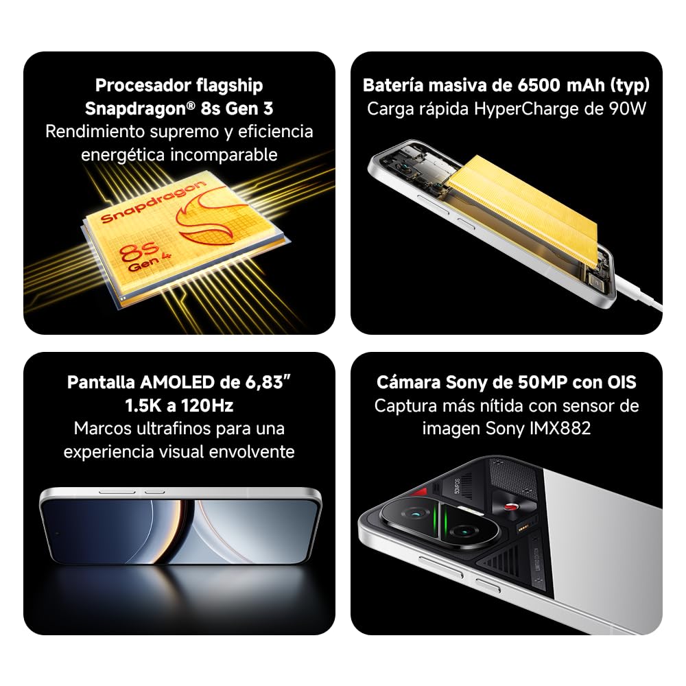 XIAOMI POCO F7 - Smartphone de 12+256GB, Cámara Sony de 50 MP con OIS, Pantalla AMOLED de 6,83'' 1.5K a 120Hz, Snapdragon 8s Gen 4, Hypercharge 90W, Cargador no Incluido, Blanco (Versión ES)