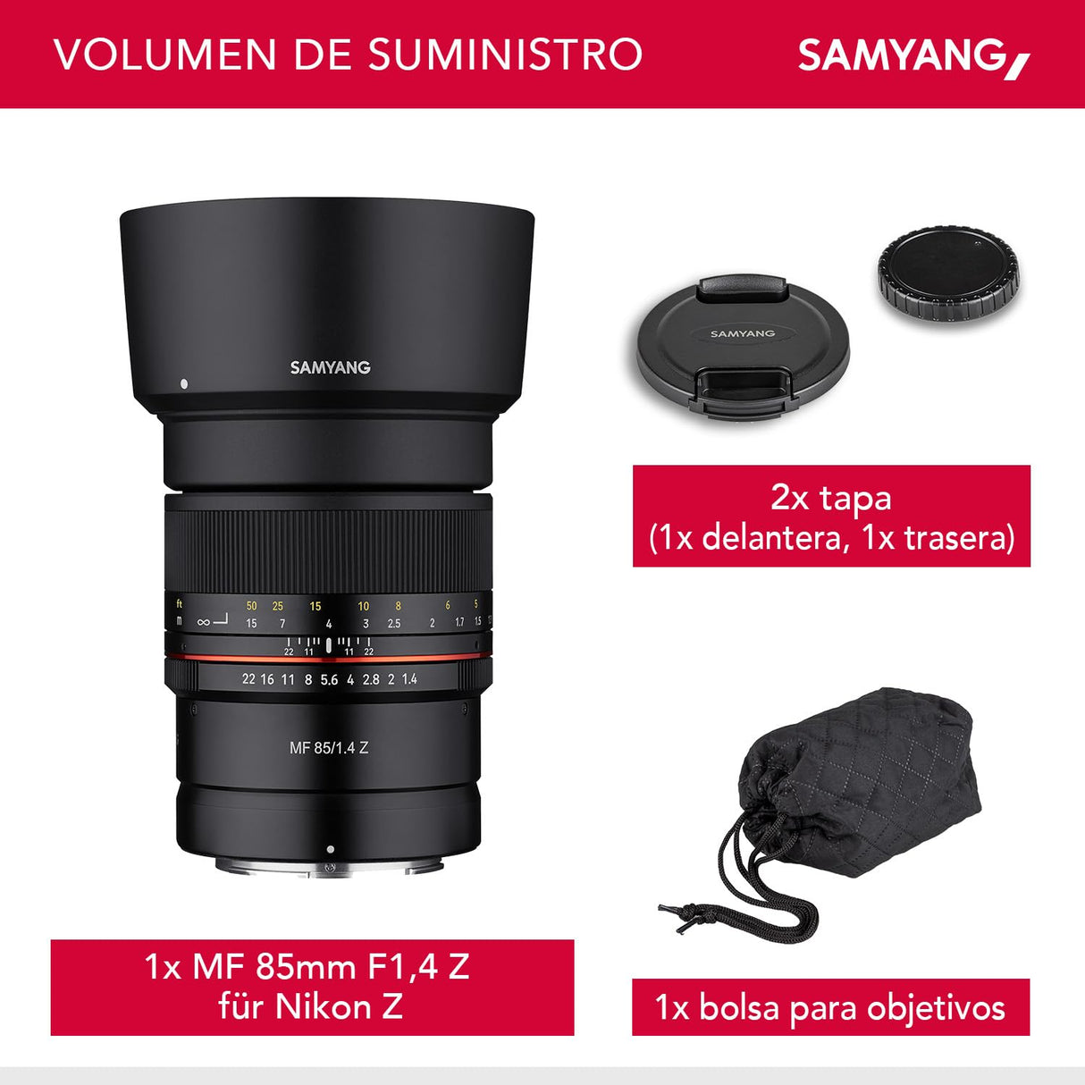 Samyang SA3702 - Objetivo MF para cámara Nikon Z (85 mm, F1.4) negro
