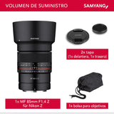 Samyang SA3702 - Objetivo MF para cámara Nikon Z (85 mm, F1.4) negro