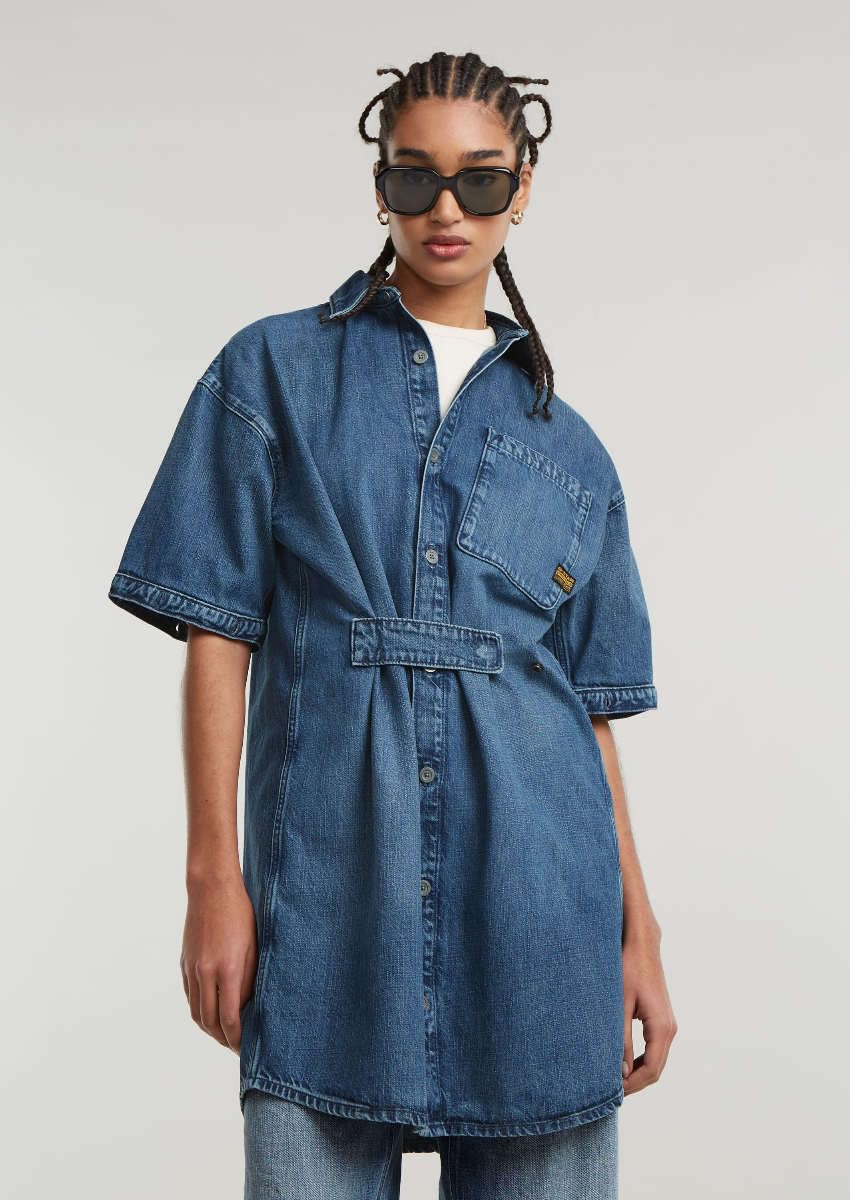 G-STAR Para Mujer Modular Shirt Dress, Azul (Faded Everglade D25349-D301-G357), L