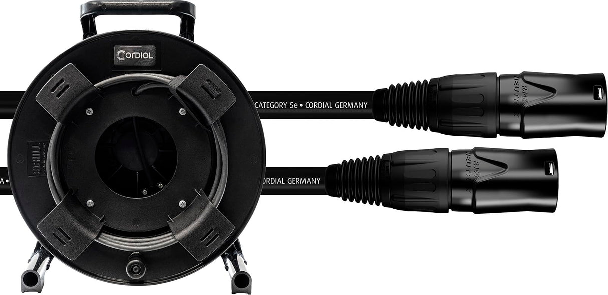 CORDIAL - CSE50NN5E-PUR-SD - Enrollador de cable de red CAT 5E S/UTP etherCON 50 m, S/UTP conectores NE8MXB1 / HIROSE RJ45 - enrollador SCHILL