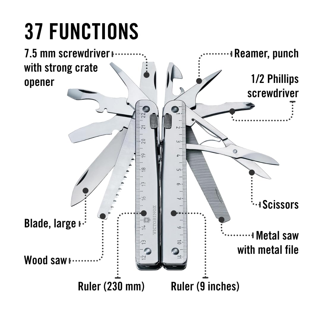 Victorinox Swisstool X Plus, Navaja multiusos suiza en funda de cuero