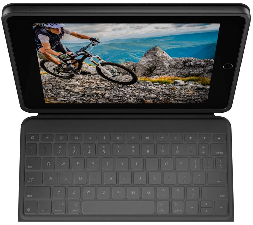 Logitech Rugged Folio para iPad (7.ª, 8.ª y 9.ª generación) Funda con teclado protectora, Disposición QWERTZ Alemán - Negro