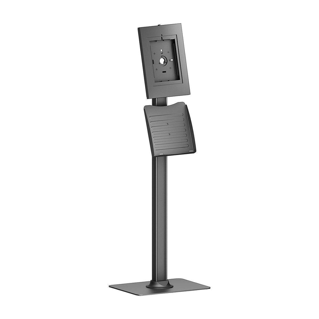 PureMounts® Soporte para Tableta con Carcasa de Acero con Cerradura para iPad 5/6/7/8/9/ iPad Air 9.7"/ 10.5"/10.9"/ iPad Air 9.7"/10.5"/11" y Samsung Tab A 10.1 (2019)/ Tab A7/ S6 Lite 10.4", Negro