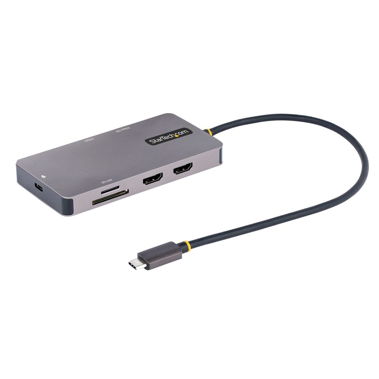 StarTech.com Adaptador Multipuertos USB C 2x HDMI 4K 60Hz, Hub USB-A 3.1 2Pt 5Gbps, PD 100W, GbE, SD/MicroSD, Cable de 30cm, Docking Station USB Tipo C de Viajes para Portátiles (120B-USBC-MULTIPORT)