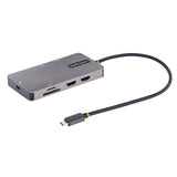 StarTech.com Adaptador Multipuertos USB C 2x HDMI 4K 60Hz, Hub USB-A 3.1 2Pt 5Gbps, PD 100W, GbE, SD/MicroSD, Cable de 30cm, Docking Station USB Tipo C de Viajes para Portátiles (120B-USBC-MULTIPORT)