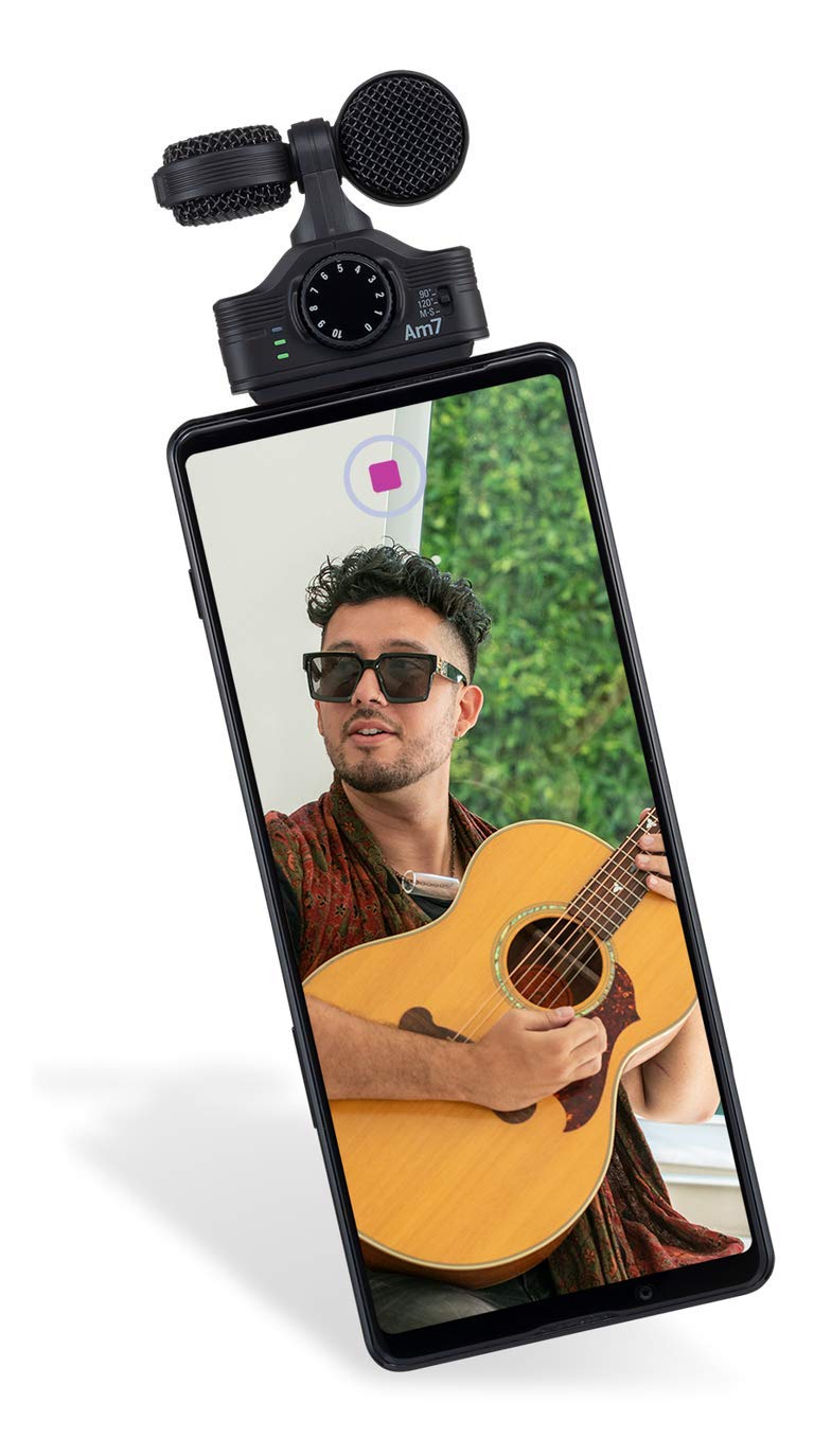 Zoom AM7 Micrófono estéreo para dispositivos Android, Mid-Side estéreo, cápsula giratoria para alinearlo con la cámara, para grabar audios de música, videos, entrevistas y más