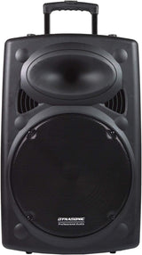 DYNASONIC - Dynapro 15’ (Segunda Generacion) Altavoz portátil Sistema Audio Profesional Potencia 800W - USB Bluetooth, Micrófonos, Negro - Soporte para Dispositivos movil y Tablet