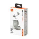 JBL Live Flex, Auriculares In Ear inalámbricos con estuche de carga inteligente, tecnología Bluetooth y de cancelación adaptativa de ruido, llamadas manos libres y hasta 40 horas de autonomía, plata