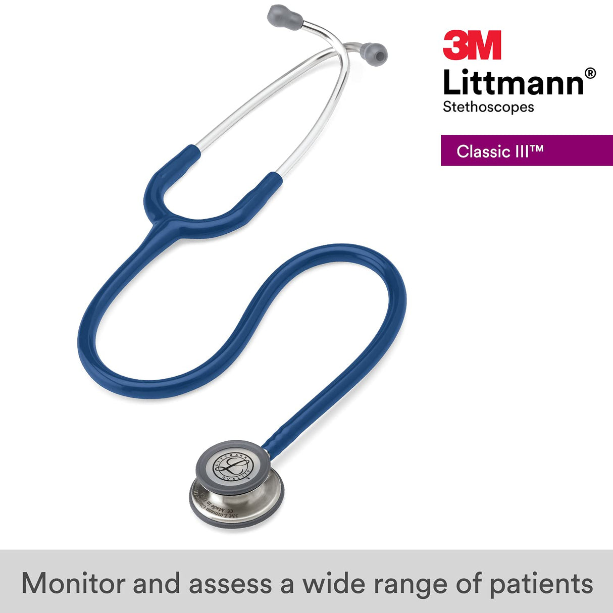 Littmann Classic III - Fonendoscopio, de acero inoxidable, 69 cm, color azul marino
