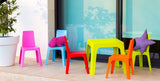 Resol Set Julieta Mesa Infantil y Sillas Mesa y Silla para Niños Muebles Infantiles Mesa Exterior Mesa Exterior jardín - 1 Mesa Lima + 4 Sillas Roja/Rosa/Azul/Naranja