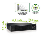 Tecnoware Power Systems SAI EVO DSP Plus 3600, Alta Protección contra Apagones, Autonomía hasta 40 Min, 8 Salidas IEC, Alta Eficiencia 94%, Interfaz USB/RS232/SNMP, Potencia 3600 VA