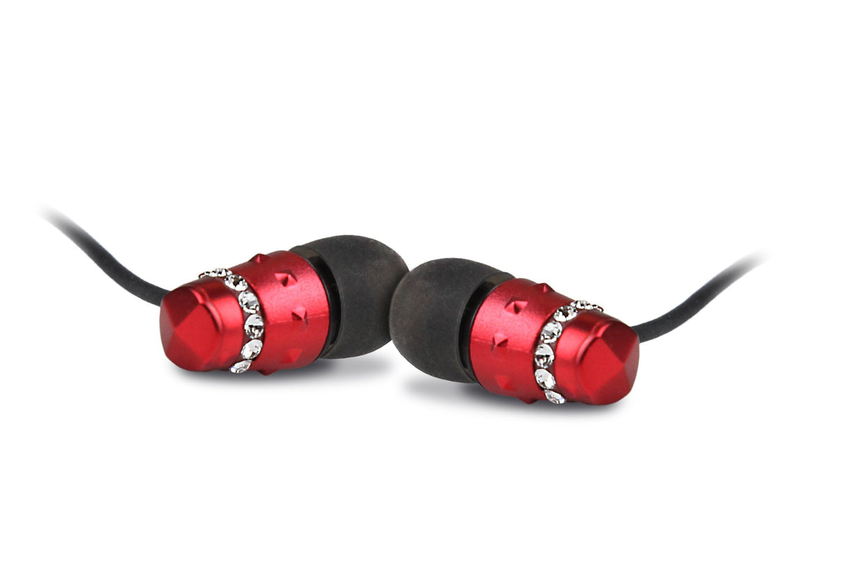 Maroo ICE Collection - Earphones with Clear Crystals - Scarlet Red