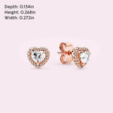 Pandora Timeless Pendientes de botón con diseño de corazón centelleante chapados en oro de 14 quilates con circonita cúbica transparente