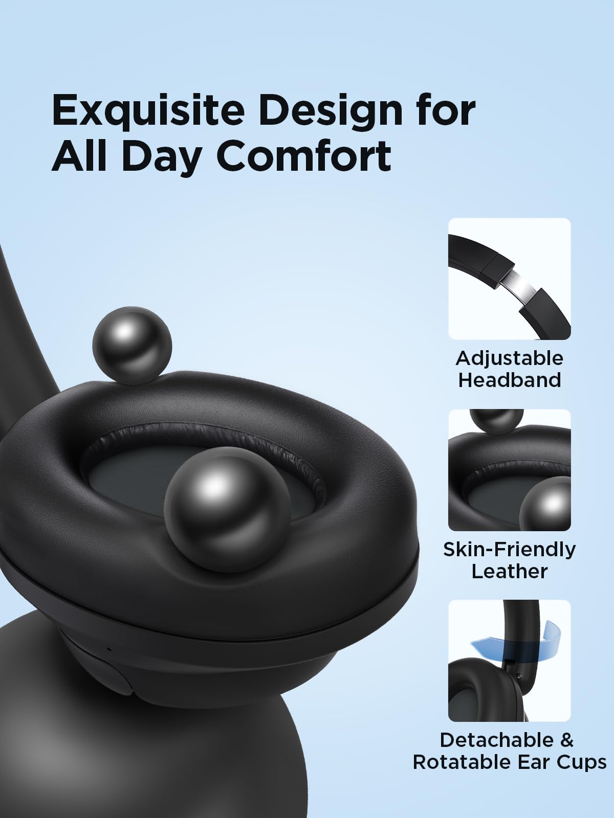 1MORE HQ31 Auriculares supraaurales, audífonos híbridos con cancelación Activa de Ruido con Audio de Alta resolución, Tiempo de reproducción de 90 Horas, diseño Plegable, Modo con Cable Disponible