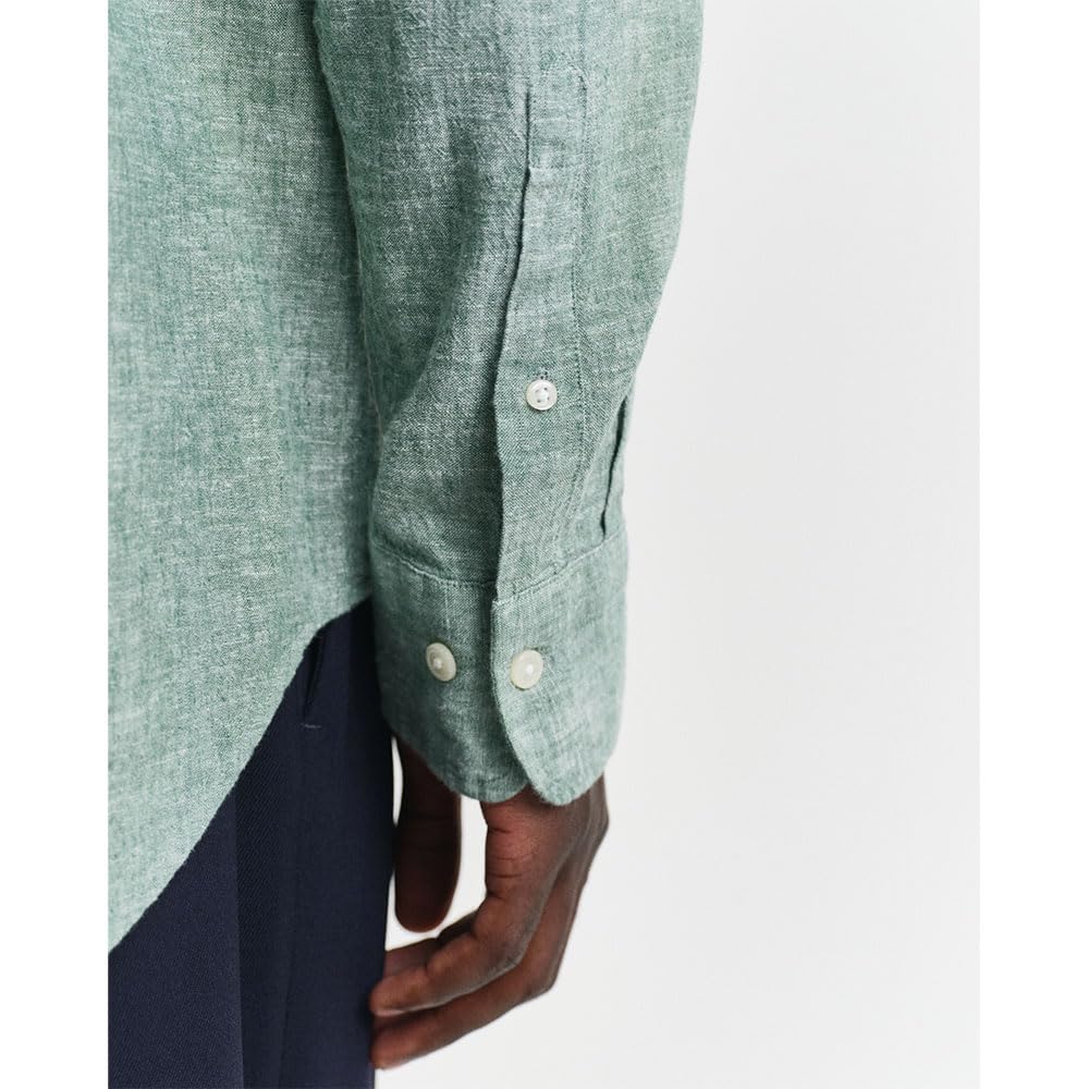 GANT Reg Cotton Linen Shirt Camisa, Verde leñoso, 4XL Hombres