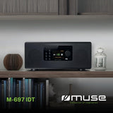 M-697 IDT Smart Micro System - Sistema Compacto de 60 W con Dab+, Radio por Internet, CD, Spotify y Bluetooth en diseño de Madera Noble