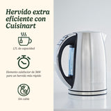 Cuisinart Hervidor eléctrico con jarra Multi-Temp | Ebullición rápida, 3KW | Sin cable | 1,7L de capacidad | Temperatura ajustable | Filtro antical lavable y extraíble | Acero inoxidable