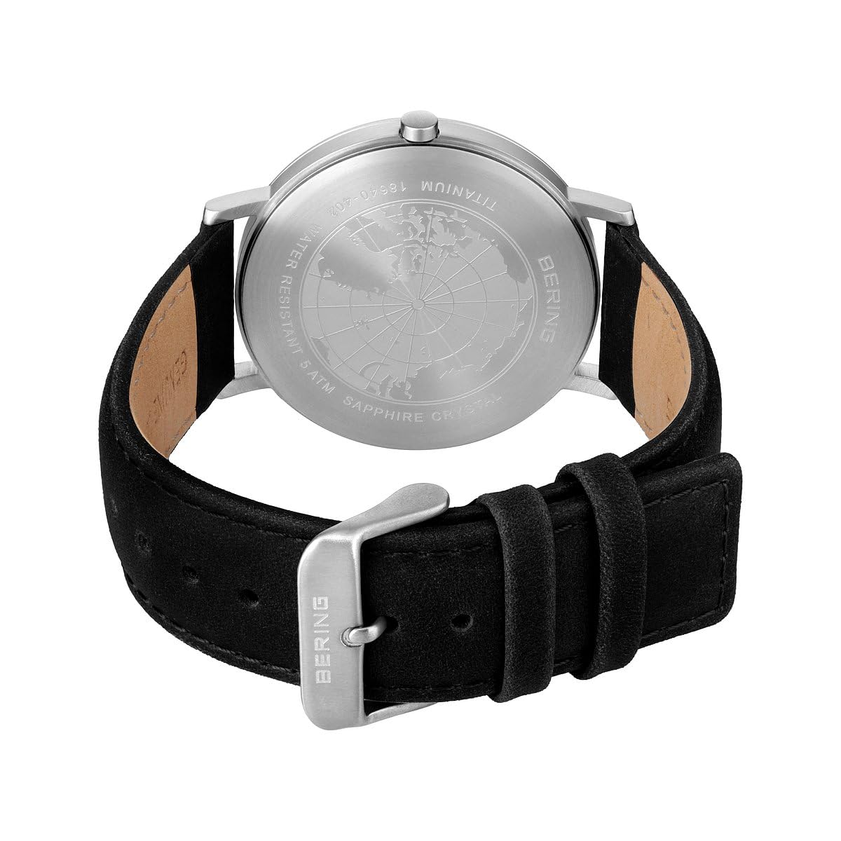 BERING Reloj de cuarzo para Hombre, Colección Titanium con titanio y cristal de Zafiro 18640-402, Plateado y Negro
