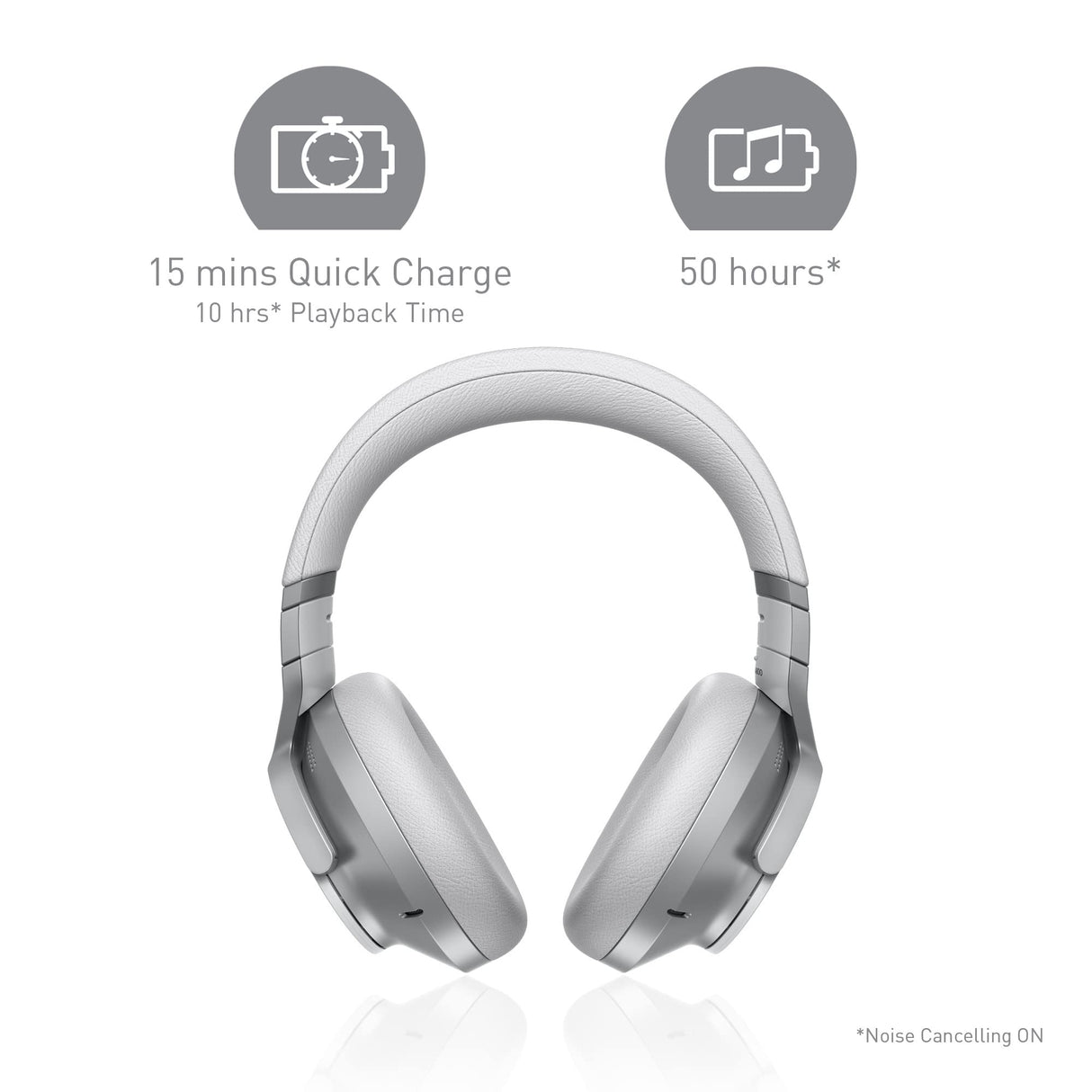 Technics EAH-A800E-S Auriculares Inalámbricos Bluetooth Over Ear, con Cancelación de Ruido y Micrófono, Hasta 50 Horas de Reproducción, Plata