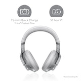 Technics EAH-A800E-S Auriculares Inalámbricos Bluetooth Over Ear, con Cancelación de Ruido y Micrófono, Hasta 50 Horas de Reproducción, Plata