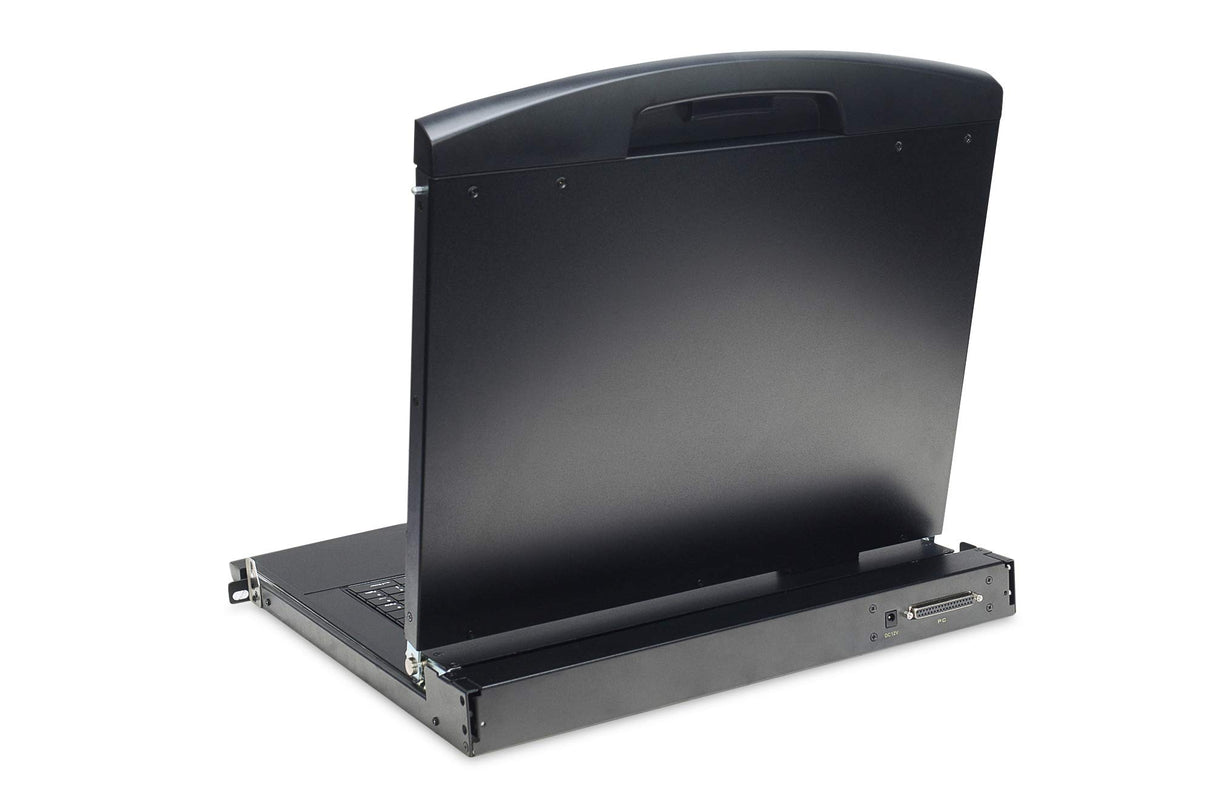 DIGITUS Consola KVM de 19" con pantalla TFT de 17" (4:3), distribución de teclado CH, conmutador KVM con 16 puertos VGA, negro
